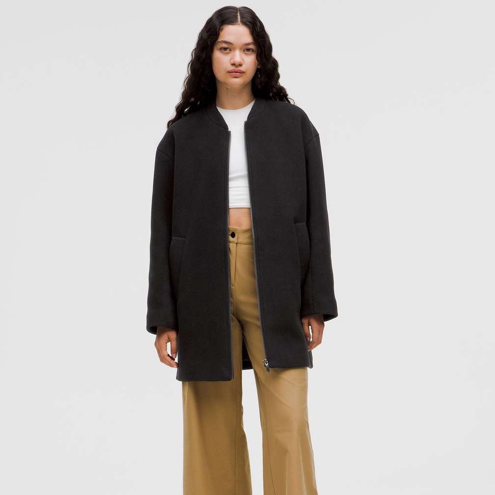 Lululemon Relaxed-Fit Zip-Front Wool Coat